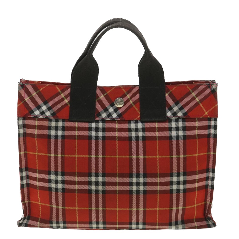 BURBERRY Nova Check Hand Bag Nylon Red Auth 37309 - Picture 2 of 10